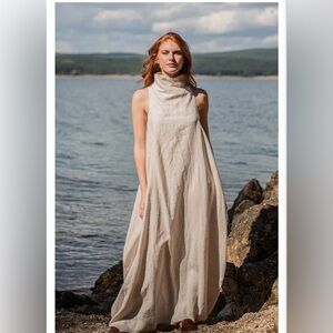 VISIBLE Linen Lagen look Coastal Avant Garde Oversized Cocoon Dress XS